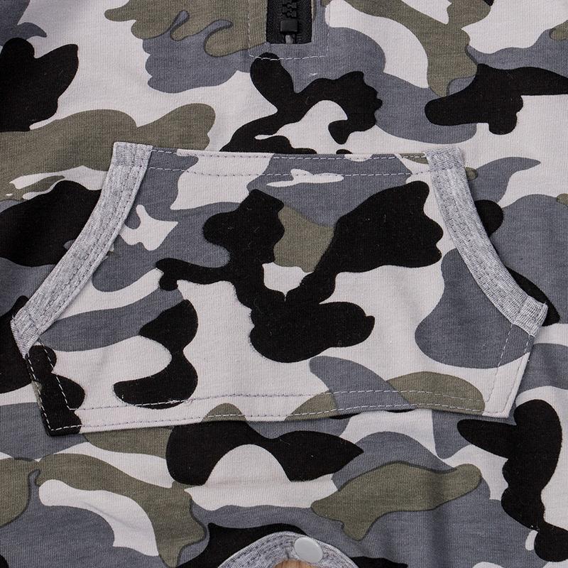 Baby Boy Girl Long Sleeve Camouflage Zip-Up Jumpsuit Romper