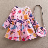 Kid Baby Girl Perfume Printed Flower Dress  2 Pcs