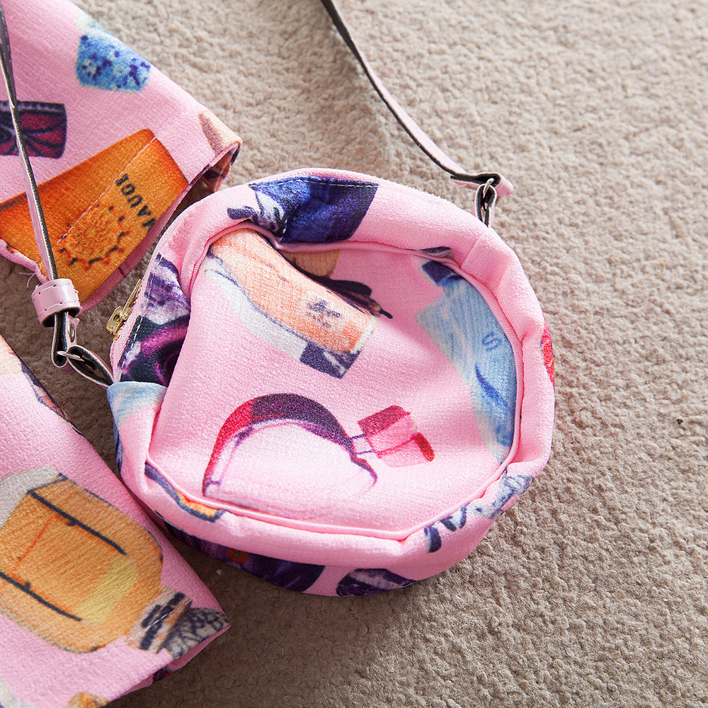 Kid Baby Girl Perfume Printed Flower Dress  2 Pcs