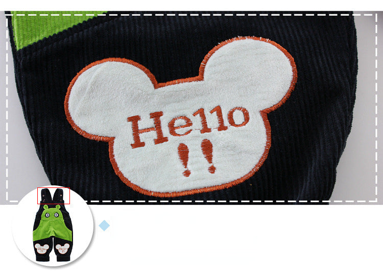 Kid Baby Boy Girl Strap Corduroy Loose Spring Winter Pants