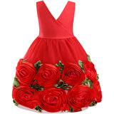 Toddler Kid Girls Flower Birthday Princess Rose Wedding Bridesmaid Dress 2-8T - honeylives
