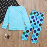 Kids Boys Christmas Snowman Long Sleeved Polka Dots Pajamas 2 Pcs