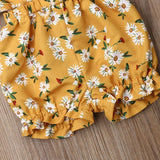 Baby Girl Floral Ruffle Sleeve Backless Romper 2Pcs Outfit Set