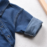 Baby Boy Girl Long Sleeve Denim Jumpsuit Oblique Romper