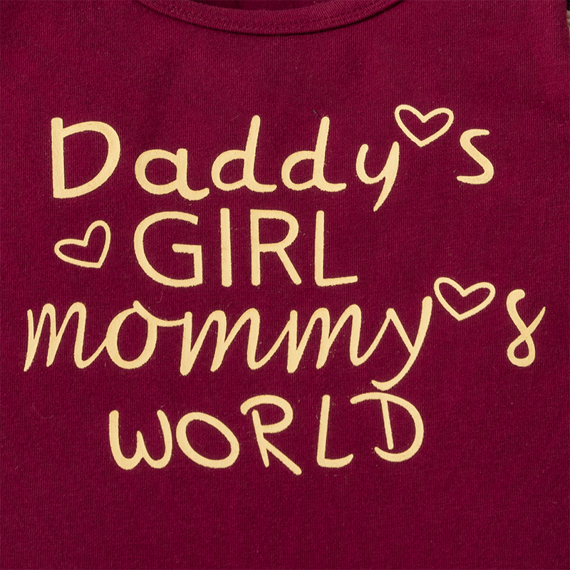 Baby Girl Letter Print Long Sleeve Ruffle Suits 3 Pcs Sets