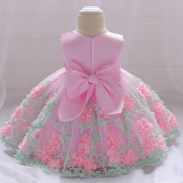 Girls Toddler 3D Flowers Birthday Party Wedding Dresses