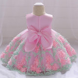 Girls Toddler 3D Flowers Birthday Party Wedding Dresses
