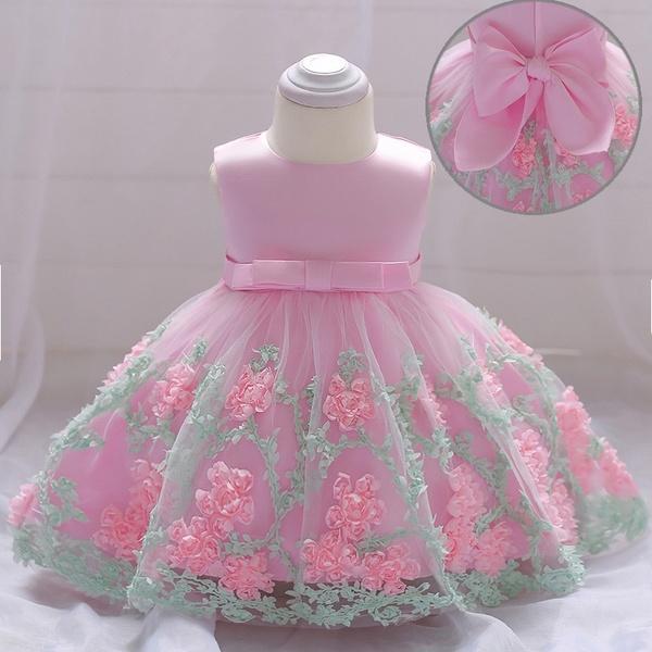 Girls Toddler 3D Flowers Birthday Party Wedding Dresses