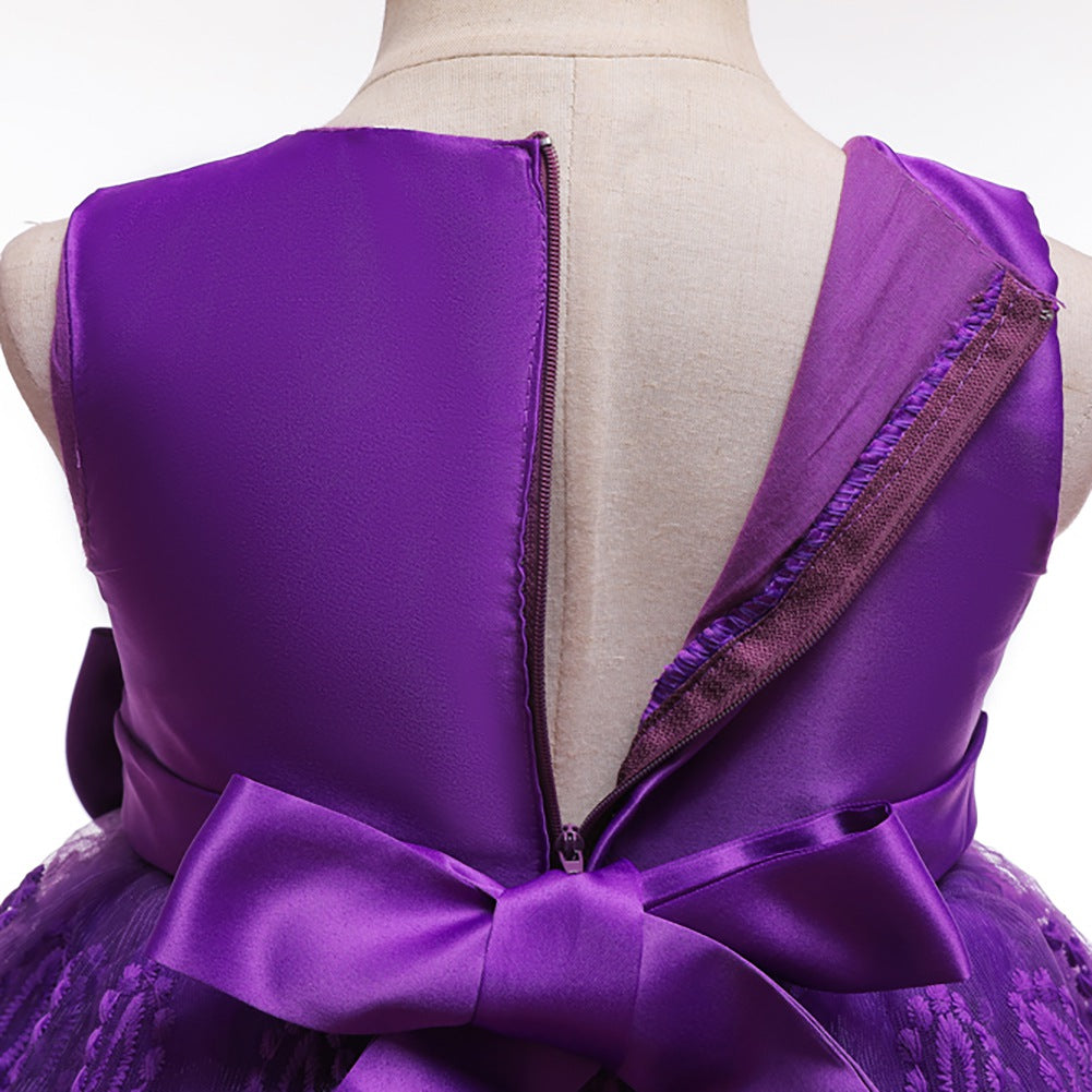 Kid Girl Princess Pearls Flower Lace Ball Gown Wedding Evening Dresses