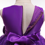 Kid Girl Princess Pearls Flower Lace Ball Gown Wedding Evening Dresses