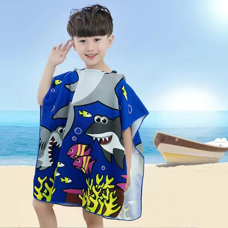 Kid Baby Cartoon Mermaid Hooded Bath Towels Cloak Quick Dry Absorbent Pajamas