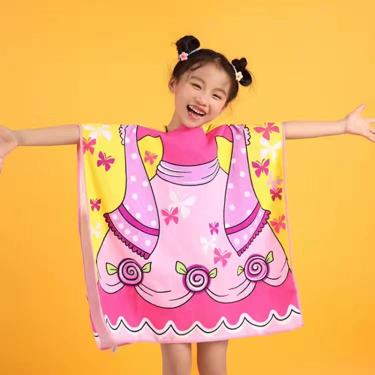 Kid Baby Cartoon Mermaid Hooded Bath Towels Cloak Quick Dry Absorbent Pajamas