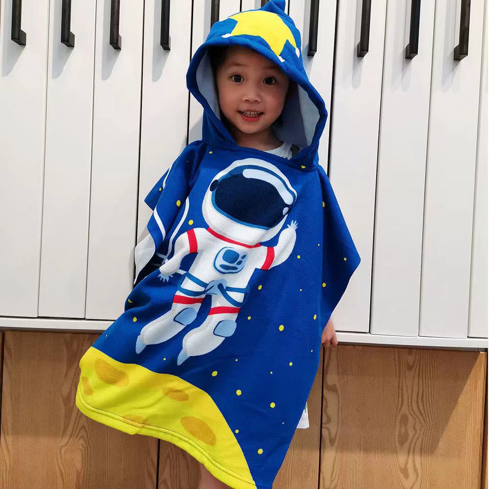 Kid Baby Cartoon Mermaid Hooded Bath Towels Cloak Quick Dry Absorbent Pajamas
