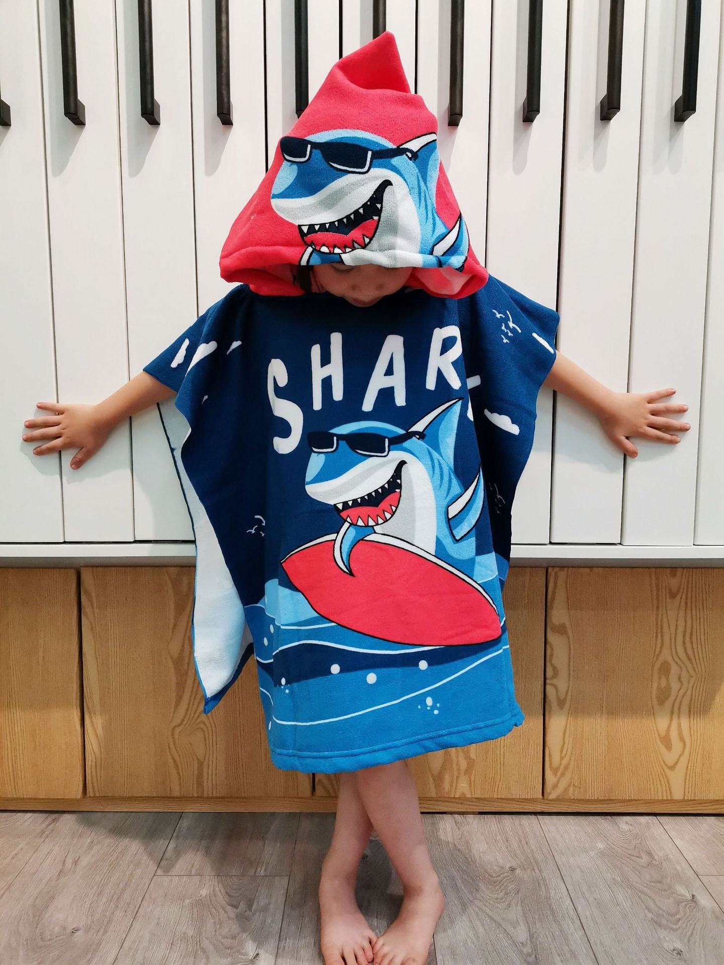 Kid Baby Cartoon Mermaid Hooded Bath Towels Cloak Quick Dry Absorbent Pajamas
