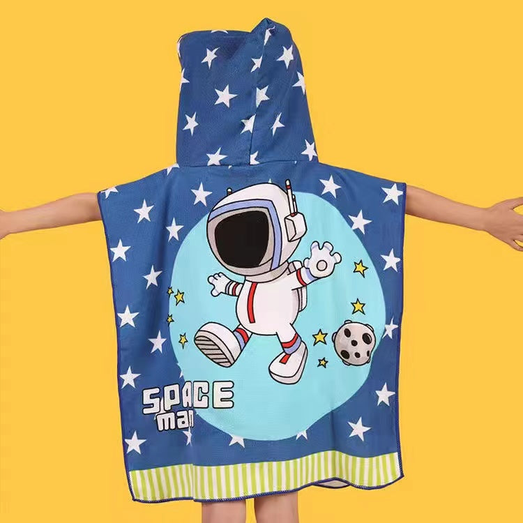 Kid Baby Cartoon Mermaid Hooded Bath Towels Cloak Quick Dry Absorbent Pajamas