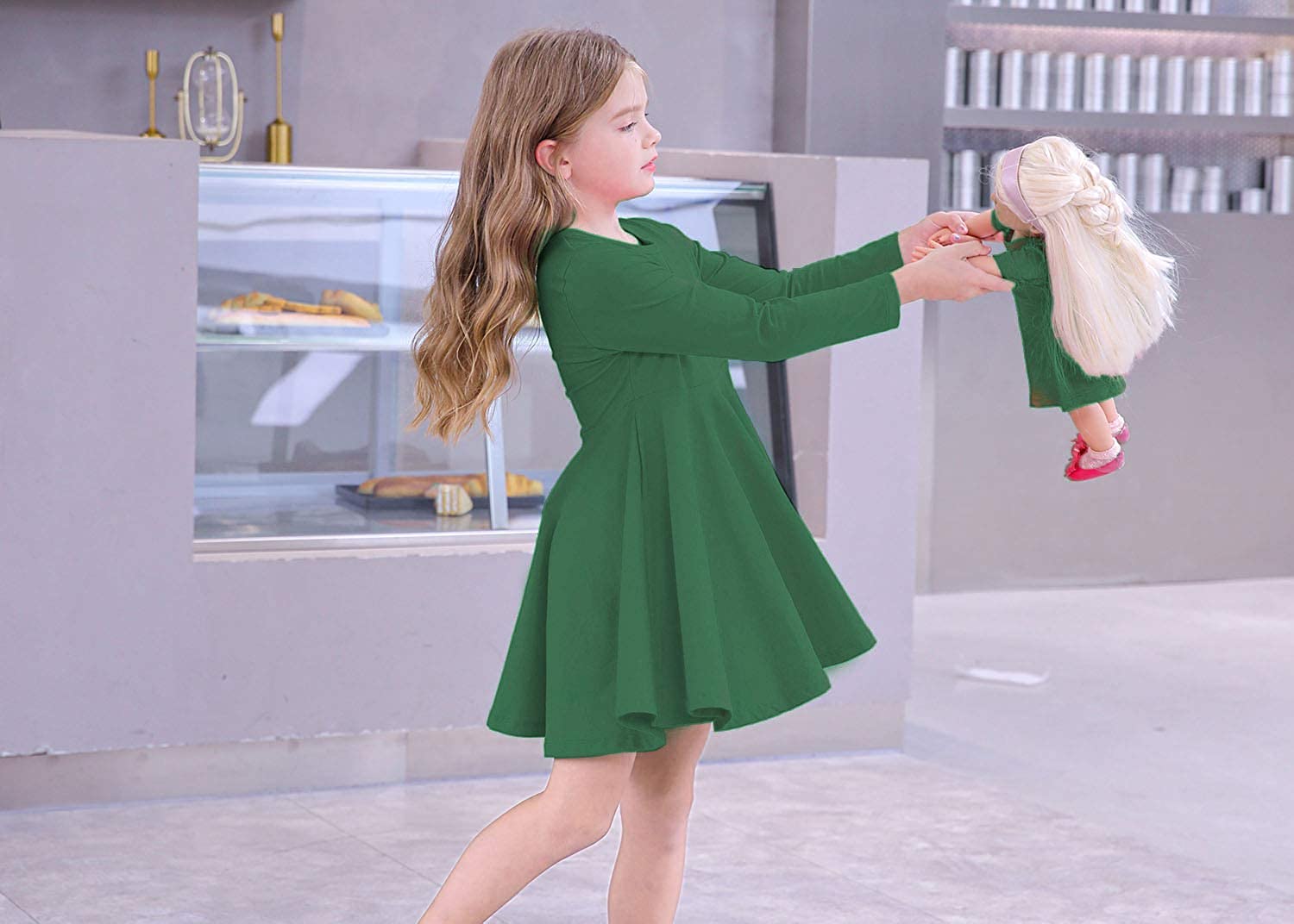 Family Matching Mother Daughter Dolls Long Sleeve Dress
