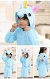 Kid Girl Flannel Pegasus Bathrobe Animal Gown Rainbow Cartoon Pajamas