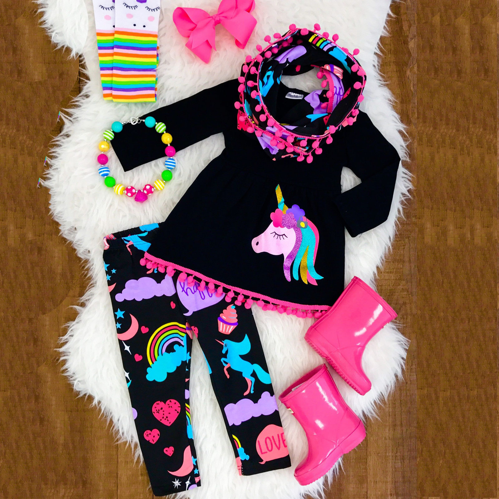 Kids Baby Girl Casual Long Sleeve Outfits 3 Pcs 2-7 Years
