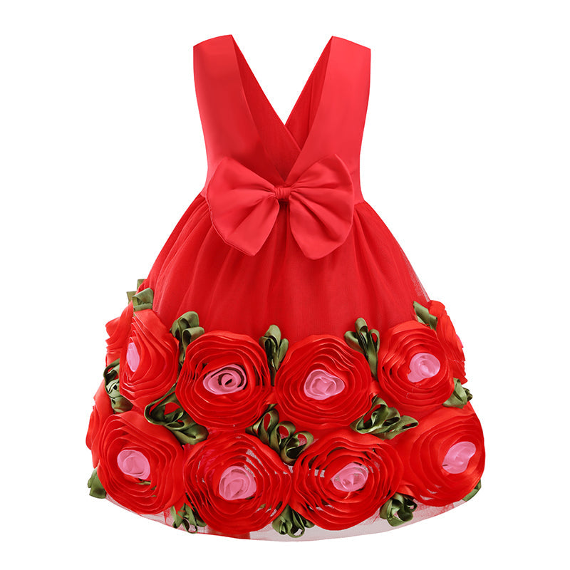 Toddler Kid Girls Flower Birthday Princess Rose Wedding Bridesmaid Dress 2-8T - honeylives