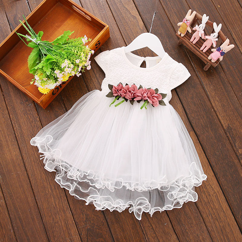 Kids Baby Girl Summer Floral Tulle Cotton Princess Party Dresses 6M-3Y - honeylives
