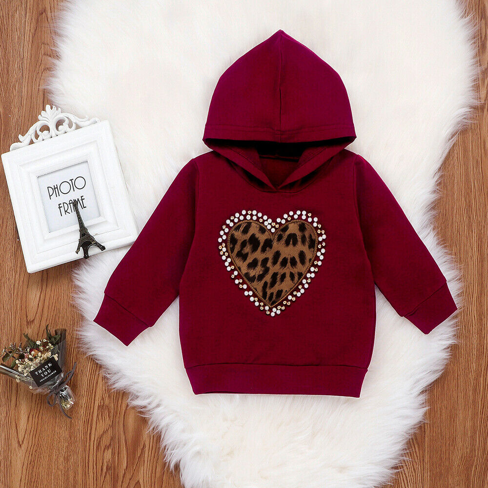 Toddler Kid Girl Clothes Set Love Heart Pearl 2 Pcs Outfits 6M-5Y