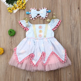 Kid Girl Princess Bow Pom Tulle Tutu Party Birthday Wedding Dress 6M-5Y - honeylives