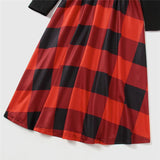 Family Matching Mommy and Me Long-sleeve Plaid Stitching Dress