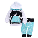 Baby Boy Girl Deer Print Set With Pocket 2 Pcs Set