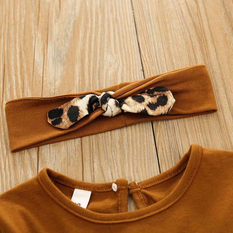 Toddler Baby Girl Long Sleeve Ruffle Leopard Suits 3 Pcs Sets