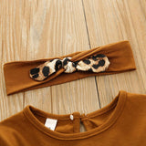 Toddler Baby Girl Long Sleeve Ruffle Leopard Suits 3 Pcs Sets