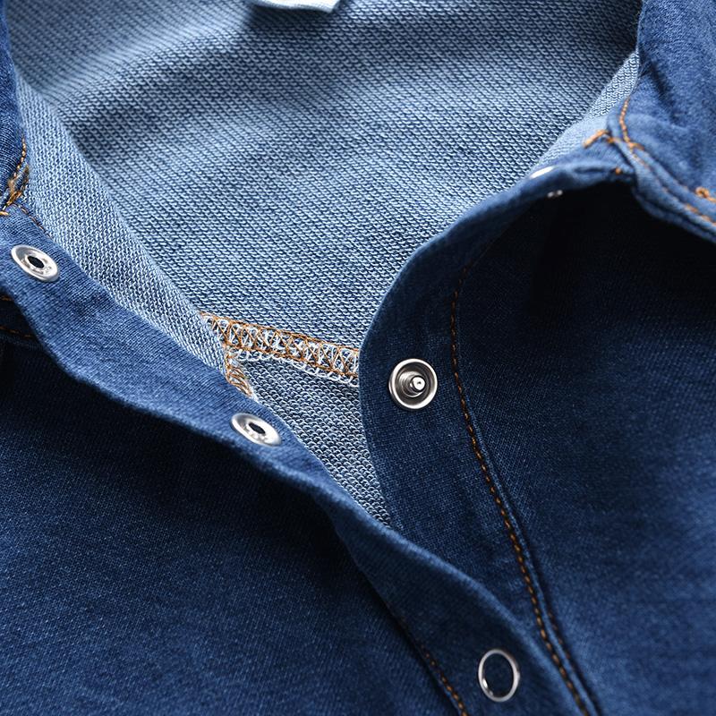 Baby Boy Girl Long Sleeve Denim Jumpsuit Oblique Romper