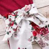 Baby Girl Knitting Ruffle Floral Valentine 3 Pcs Sets
