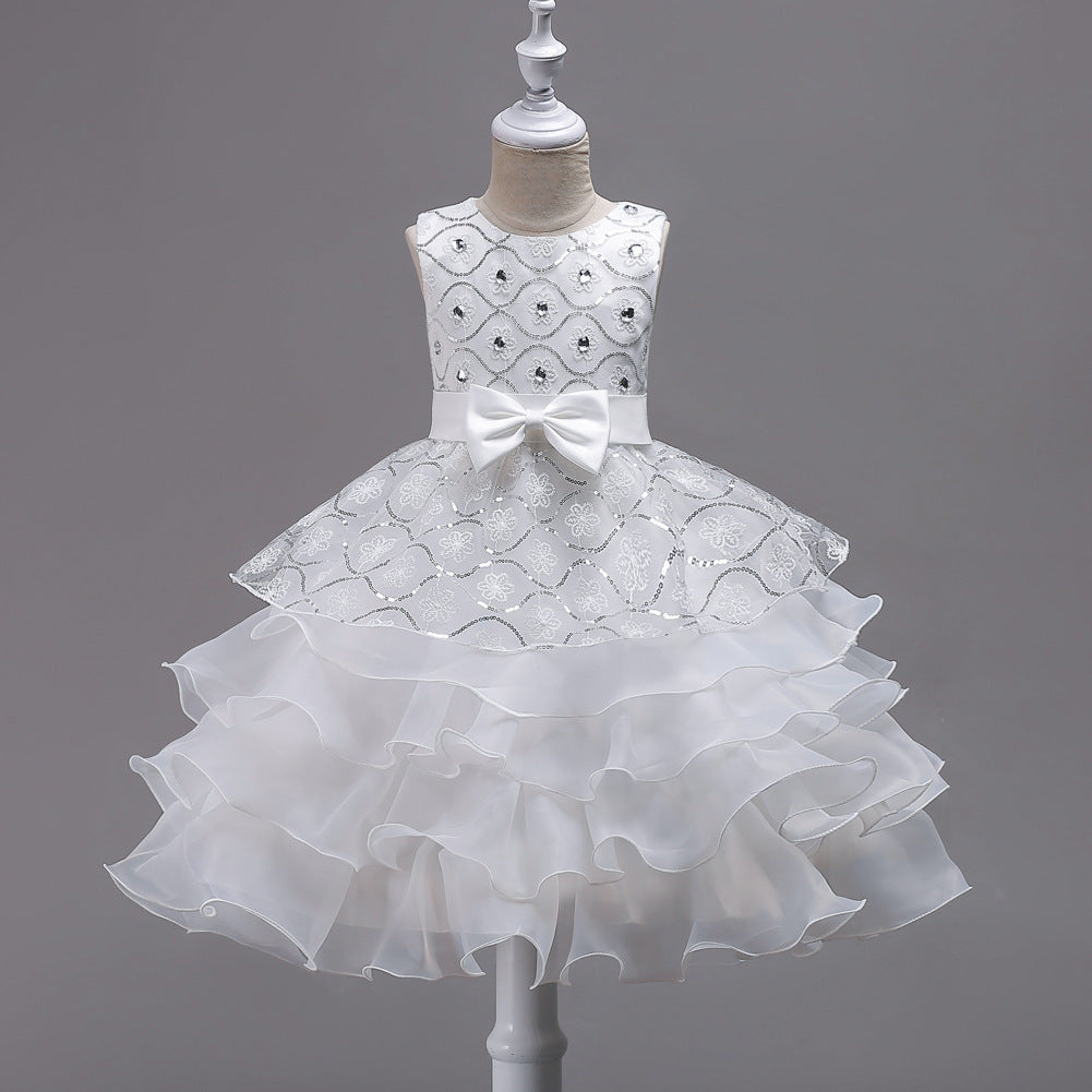 Kid Girl Princess Bodice Diamond Pompous Dresses