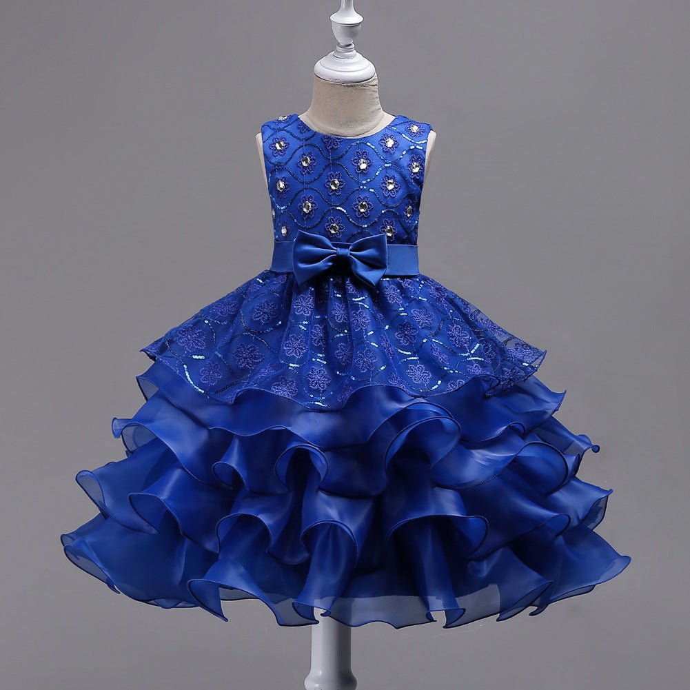Kid Girl Princess Bodice Diamond Pompous Dresses