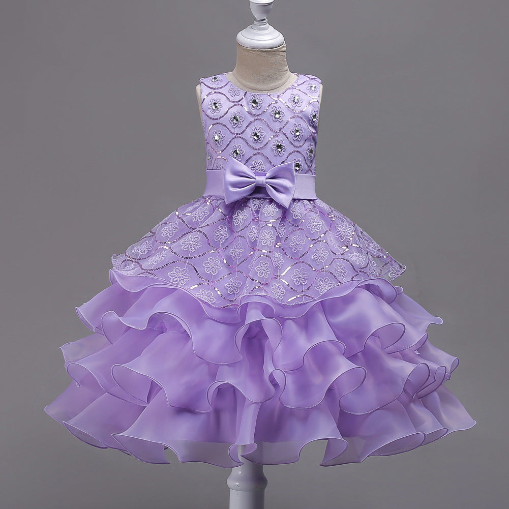 Kid Girl Princess Bodice Diamond Pompous Dresses