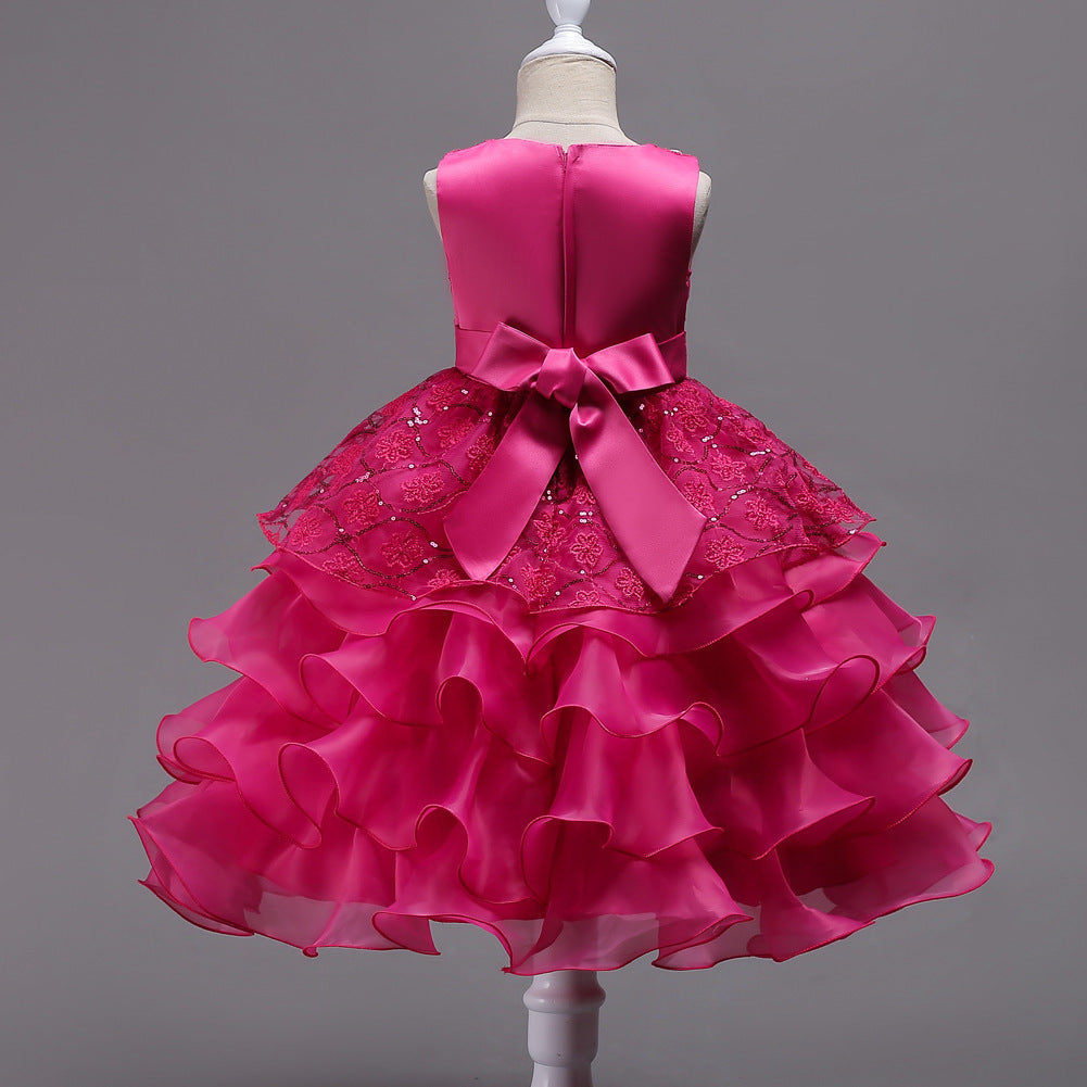 Kid Girl Princess Bodice Diamond Pompous Dresses