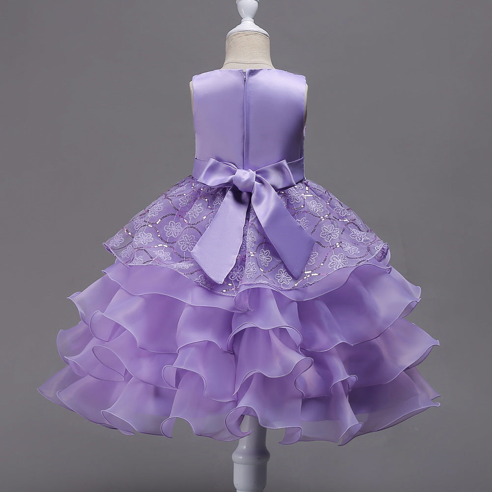 Kid Girl Princess Bodice Diamond Pompous Dresses