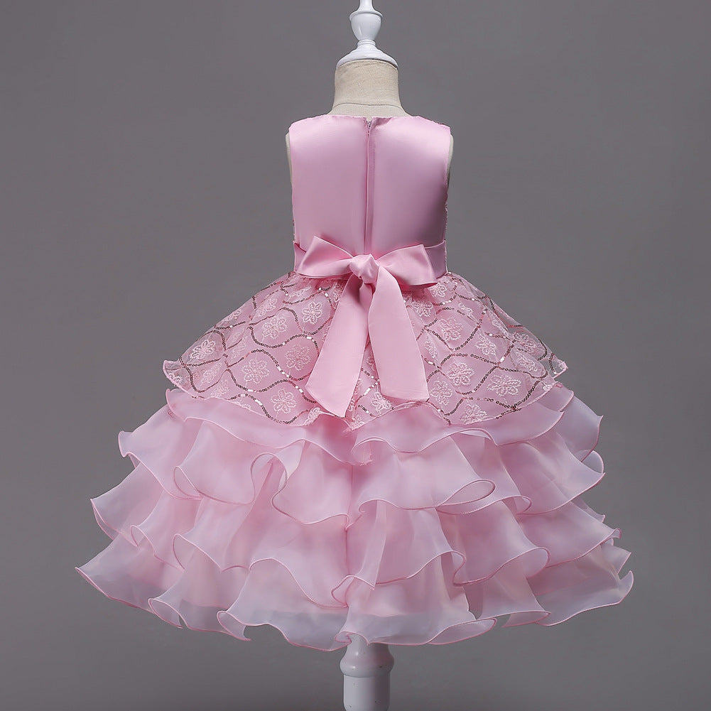 Kid Girl Princess Bodice Diamond Pompous Dresses