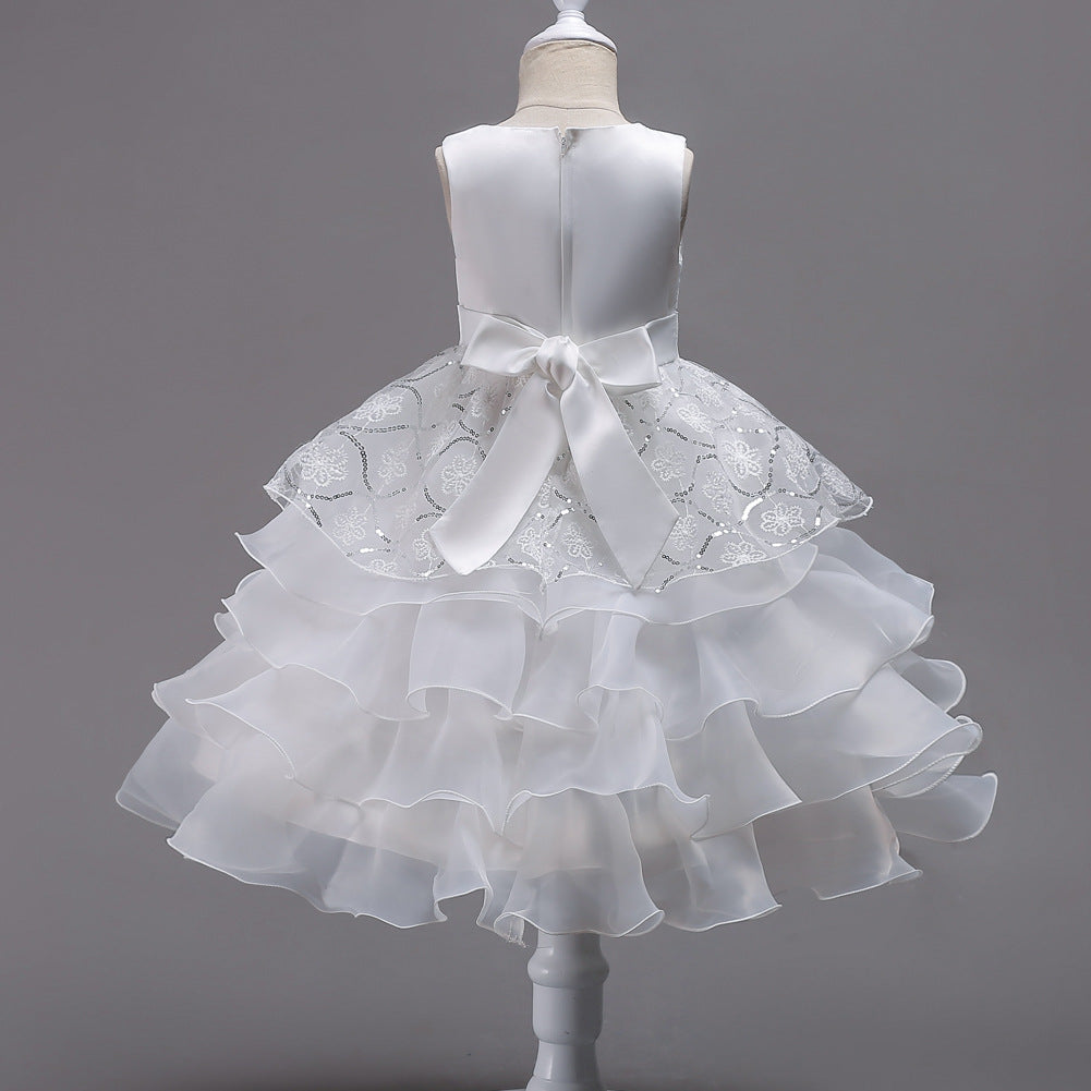 Kid Girl Princess Bodice Diamond Pompous Dresses