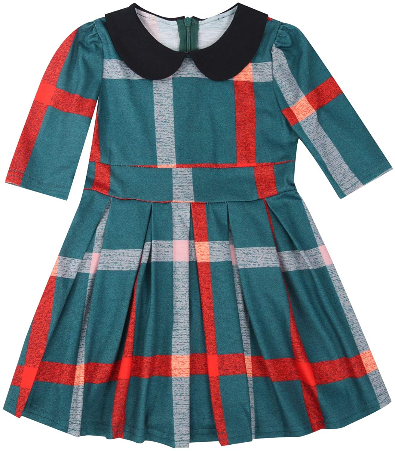 Family Matching Mommy And Me Half Sleeve Plaid Dresses