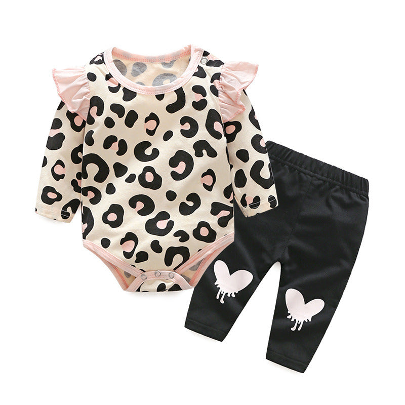 Baby Girl Suit Leopard Print Lovely 2 Pcs Set