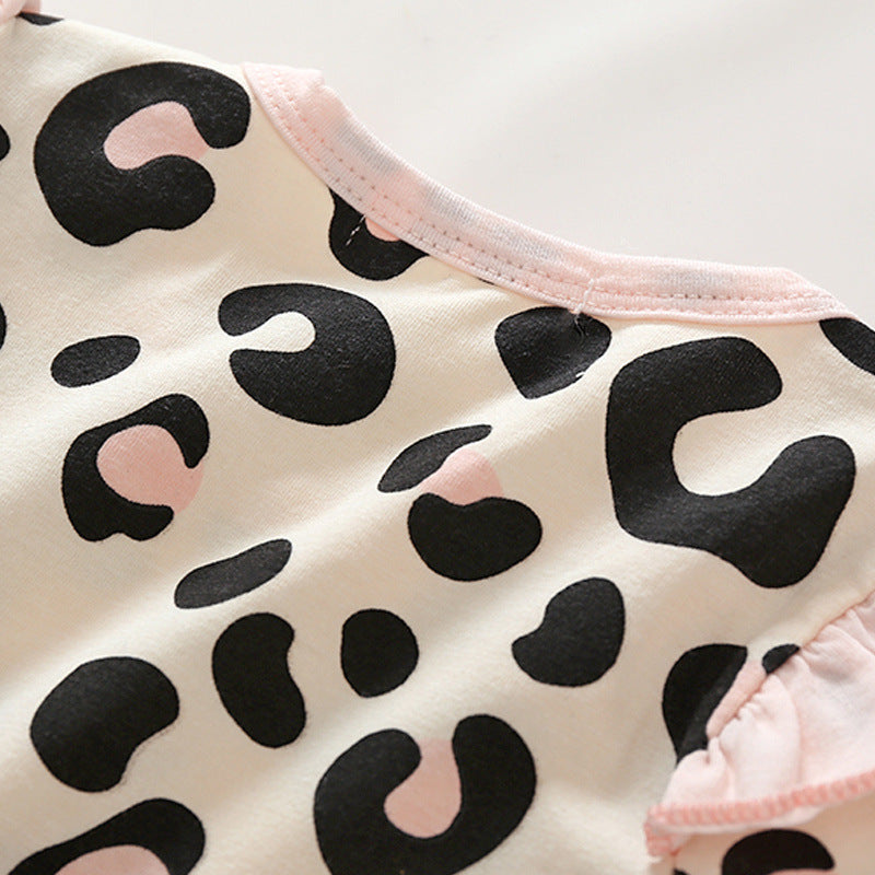 Baby Girl Suit Leopard Print Lovely 2 Pcs Set