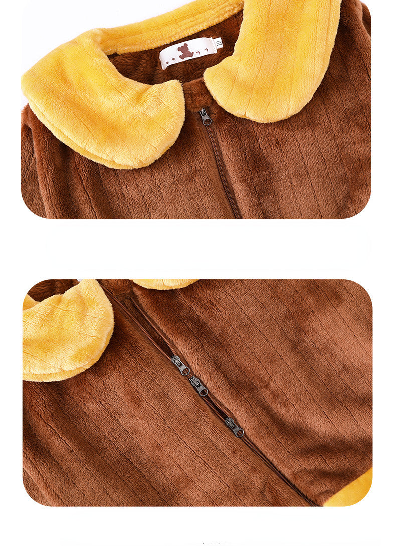 Kid Boy Girl Flannel One-piece Pajamas Warm Animal Winter Home Wear