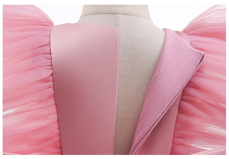 Kid Baby Girl Princess Flying Sleeve Mesh Lace Stitching Bow Dresses