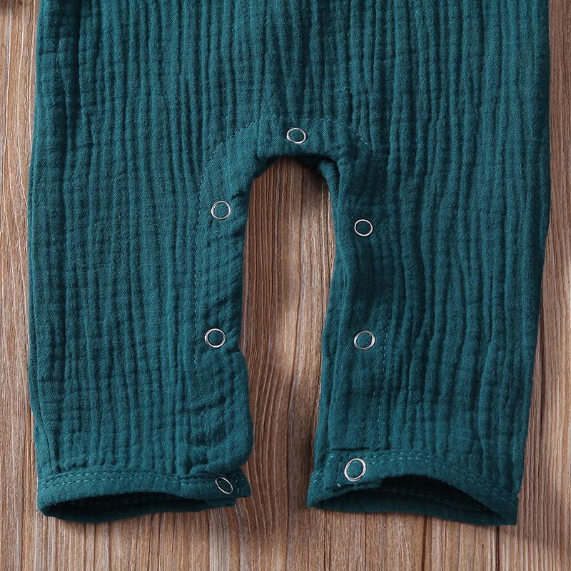 Baby Girl Cotton Linen Long Sleeve Embroidery Ruffle Romper