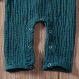 Baby Girl Cotton Linen Long Sleeve Embroidery Ruffle Romper