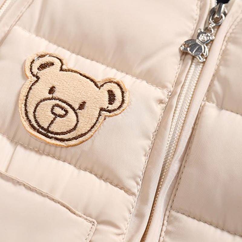 Baby Boy Girl Cartoon Bear Romper Double Zipper Snowsuit