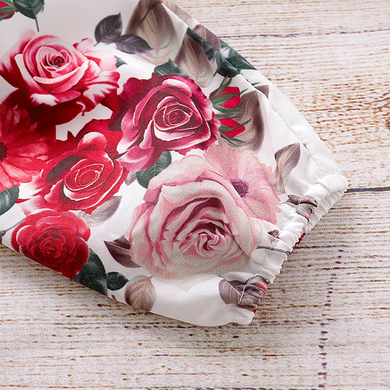 Baby Girl Knitting Ruffle Floral Valentine 3 Pcs Sets