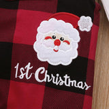 Baby Boy Girl White Long Sleeve Bow Tie Plaid 2 Pcs Set