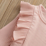 Baby Girls Knit Ruffle Long Sleeve 3Pcs Floral Sets